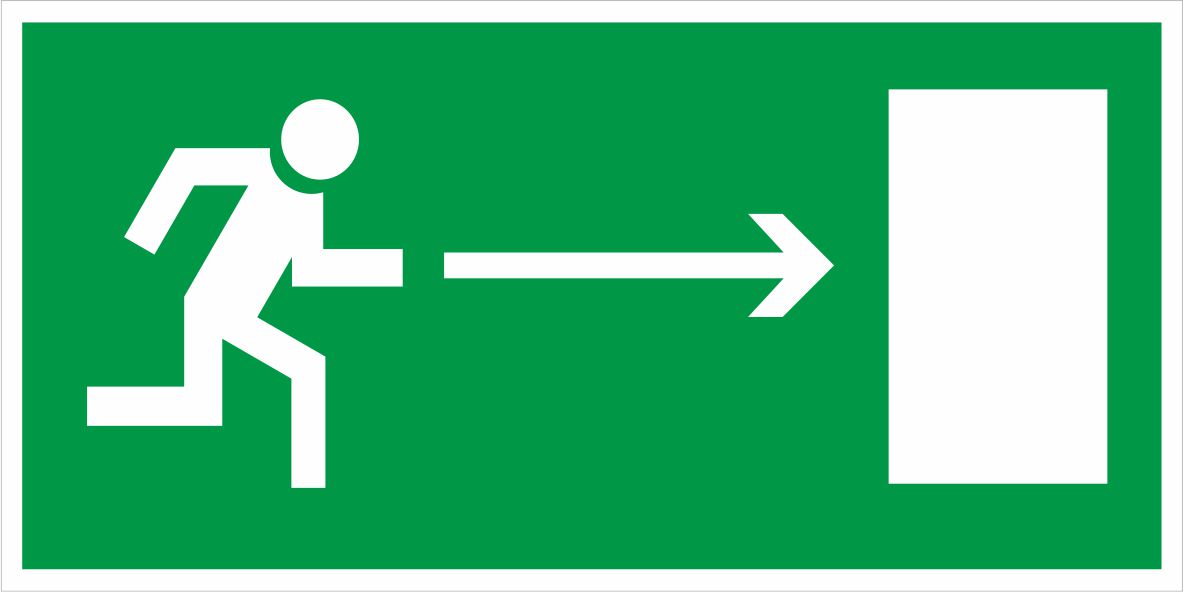 Знак Е03 Направление к эвакуационному выходу направо