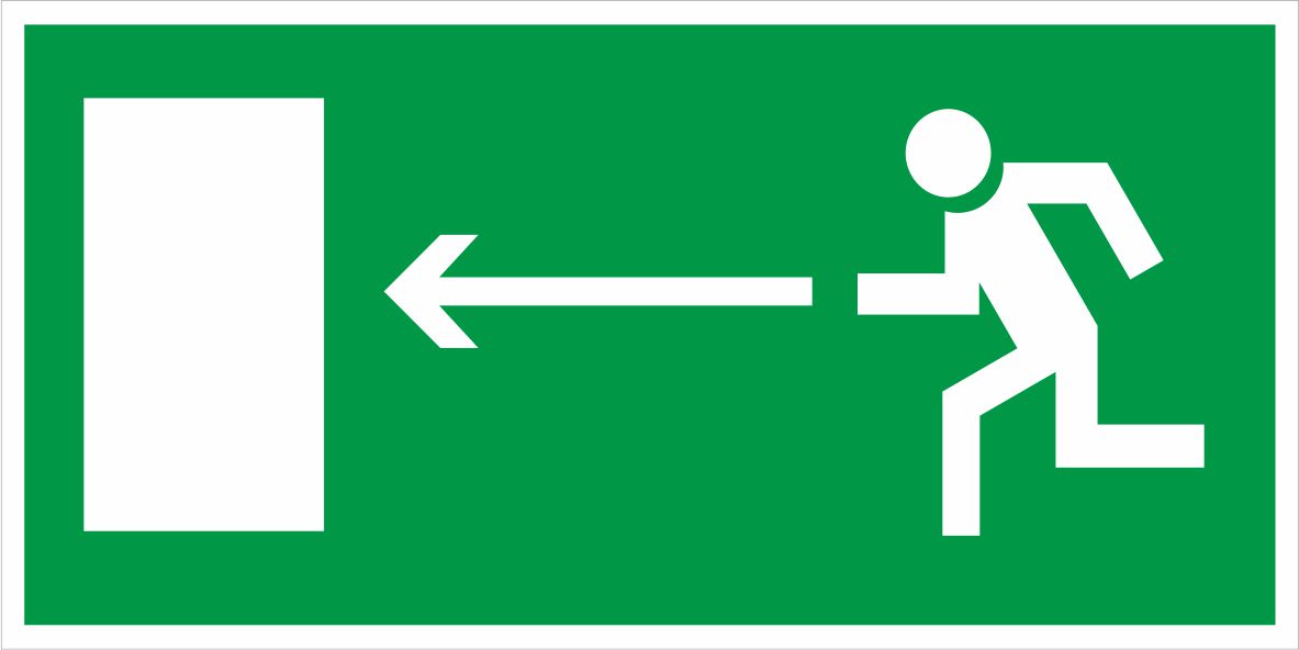 Знак Е04 Направление к эвакуационному выходу налево