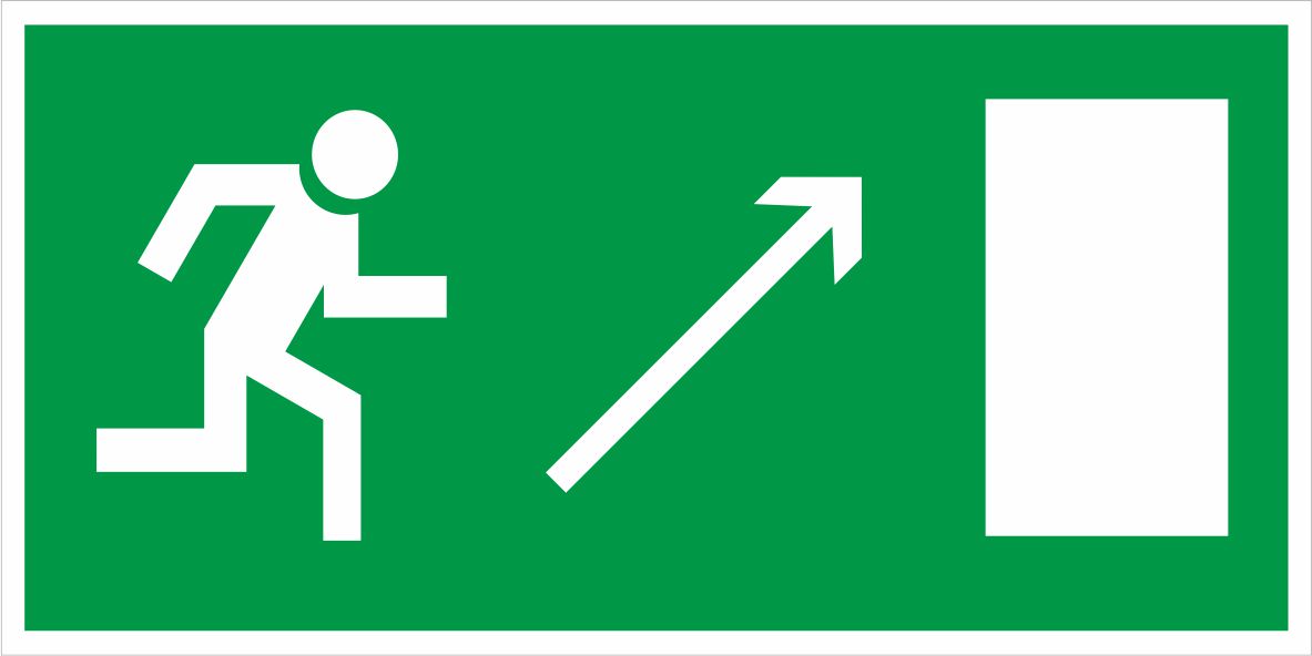 Знак Е05 Направление к эвакуационному выходу направо вверх