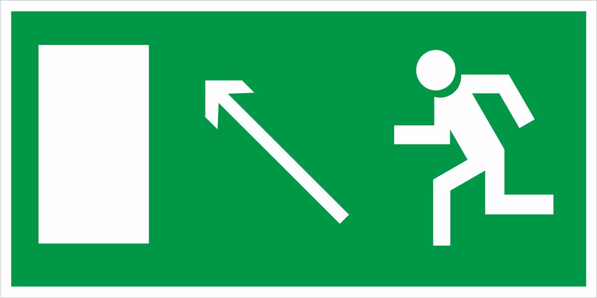 Знак Е06 Направление к эвакуационному выходу налево вверх