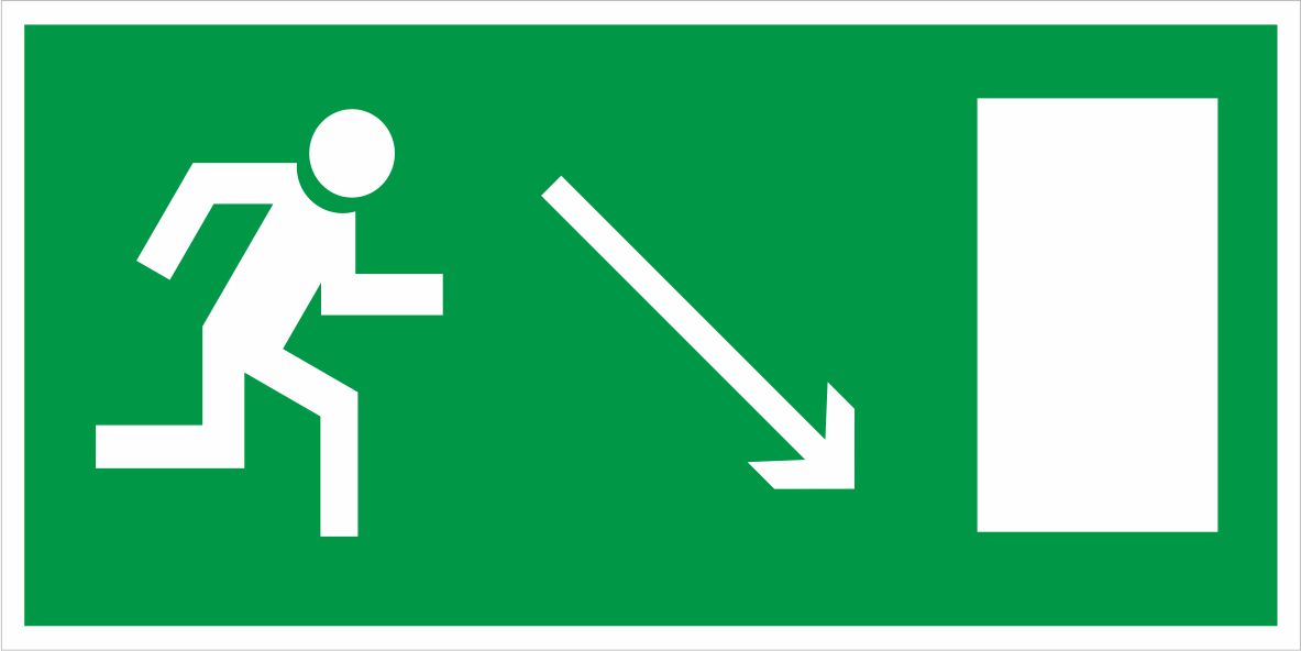 Знак Е07 Направление к эвакуационному выходу направо вниз