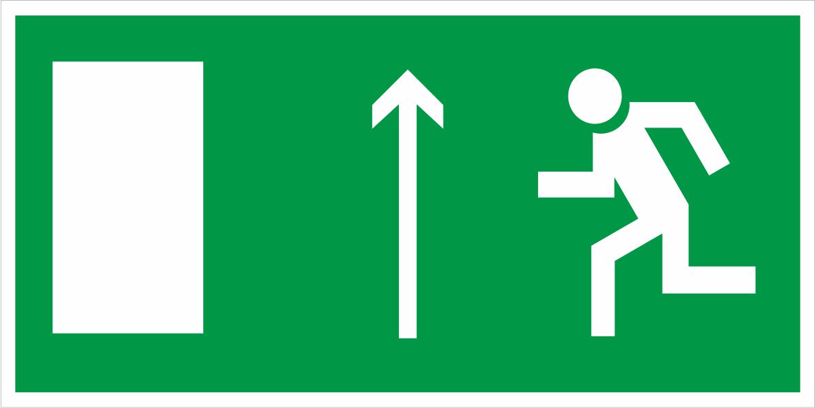 Знак Е12 Направление к эвакуационному выходу прямо
