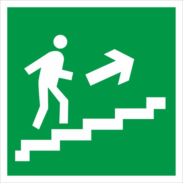 Знак Е15 Направление к эвакуационному выходу по лестнице вверх