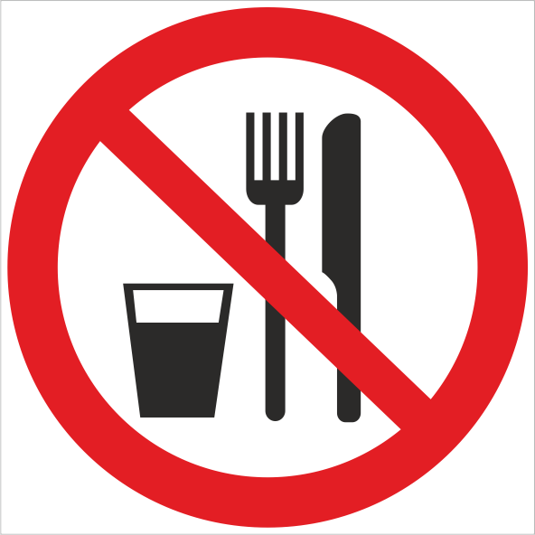 Знак Р30 Запрещается принимать пищу